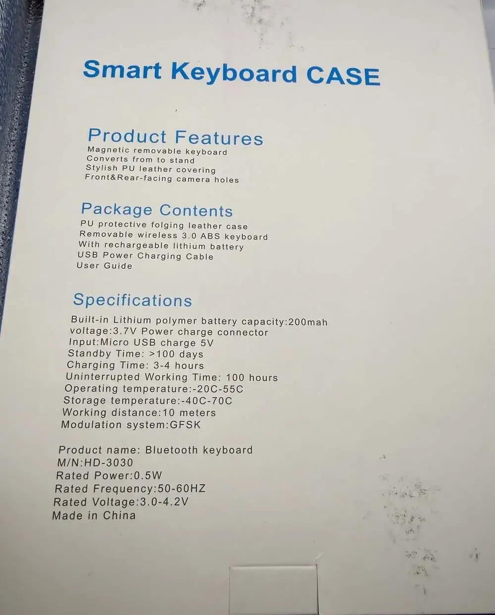 Smart Keyboard Case for iPad Air 4/5/6 10.9‎ inch (Model HD-3030)